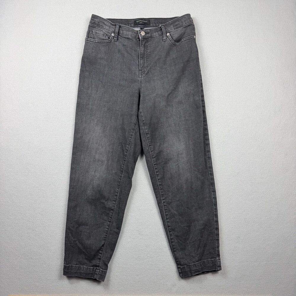 Banana Republic Barrel Jeans Womens 28 6 Black High Rise Tapered Stretch Denim